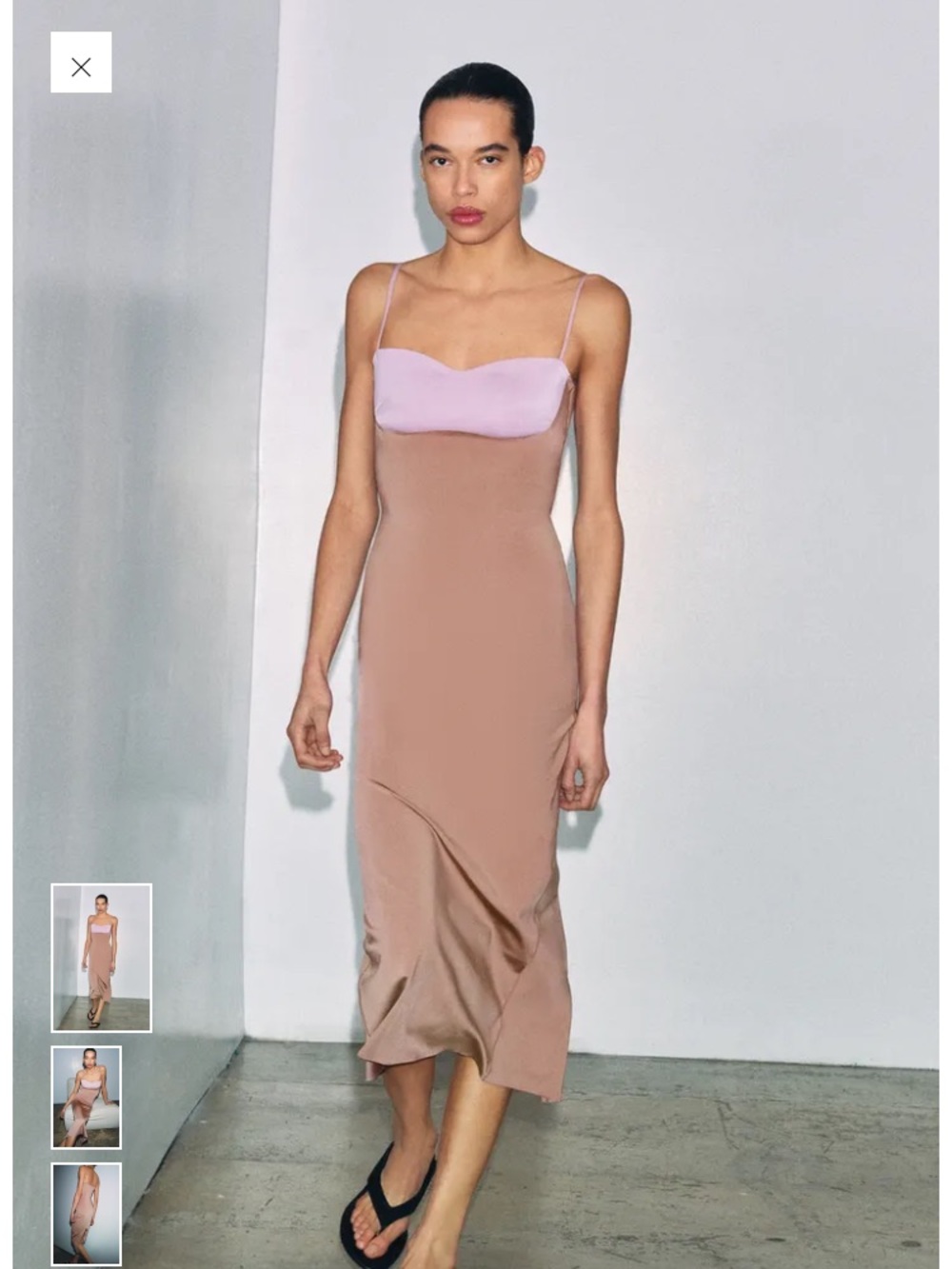 Zara Two-Tone Pink and Beige Slip Dress